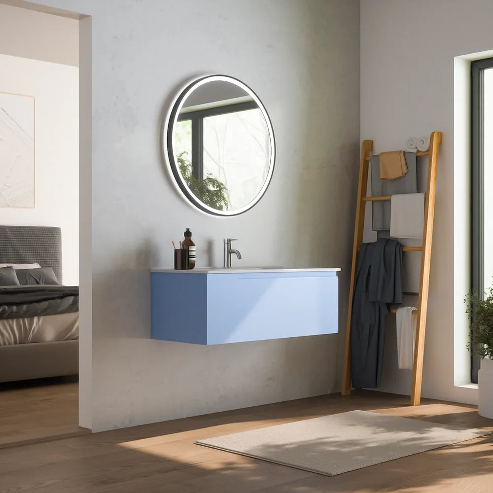 Mobile bagno sospeso 100 cm un cassetto carta da zucchero con lavabo | Ardenne