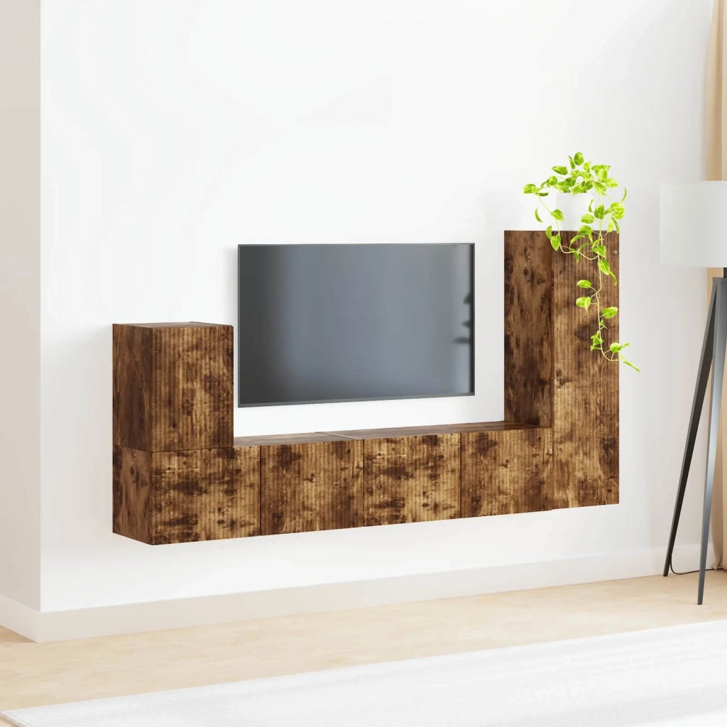 Set mobile TV 3 pz | Armadietto TV | Mobile Porta TV Rovere fum¨¦ Legno multistrato