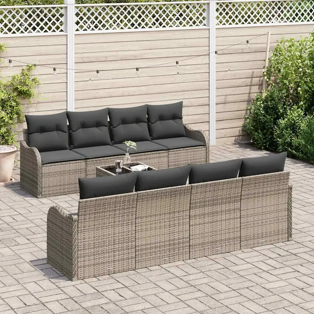 Set Divano da Giardino con cuscino con cuscino 9 pcs Grigio 3354298