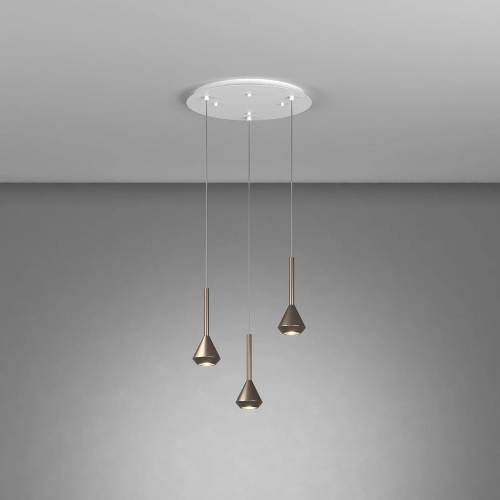 Lampadario Moderno Aygo Metallo Bianco E Bronzo 3 Luci Gu10