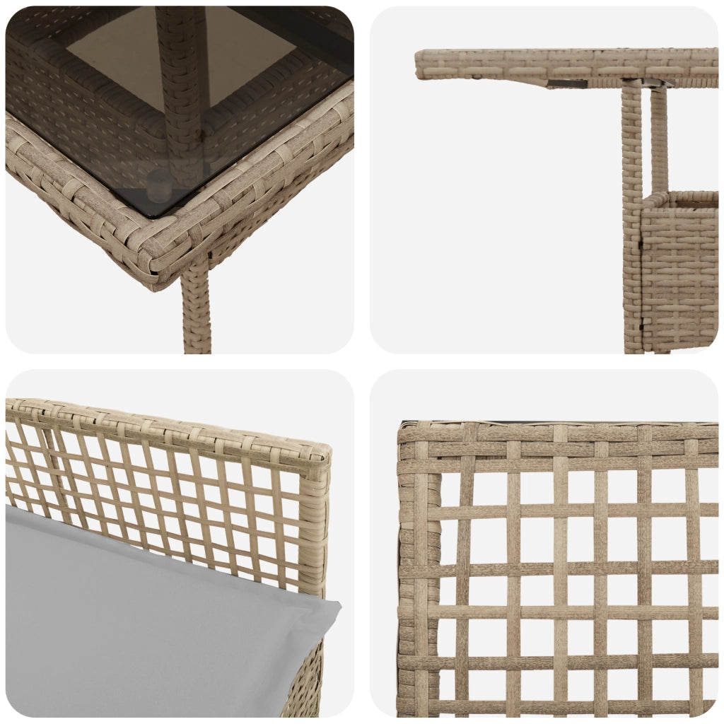 Set da pranzo per giardino 3 pezzi Beige Polirattan