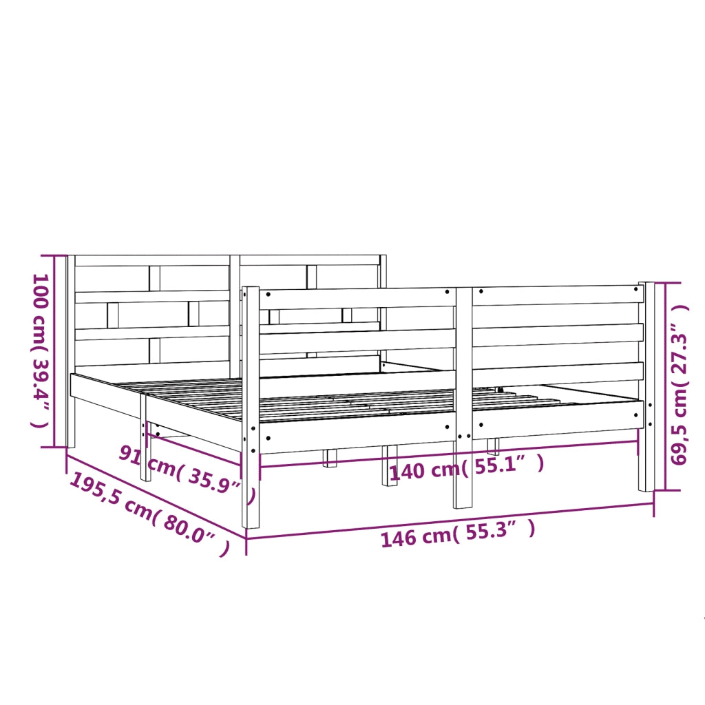 Giroletto-Struttura Letto in Legno Massello di Pino 140x190 cm 154057