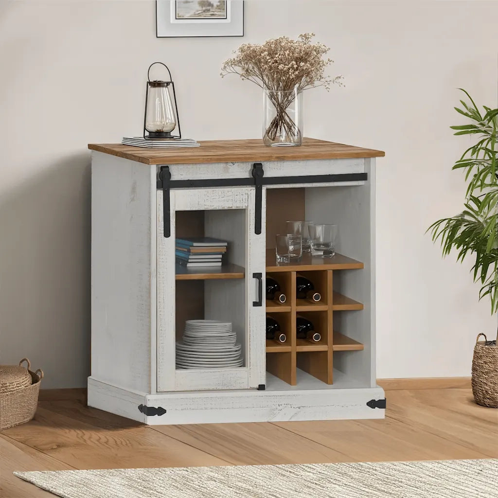 vidaXL Credenza HALDEN con Anta Scorrevole 80x40x80 cm Legno Massello