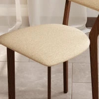 Set di 2 sedie da sala da pranzo sedie da cucina con schienale gambe in legno tessuto effetto lino 49 x 56 x 85 cm beige