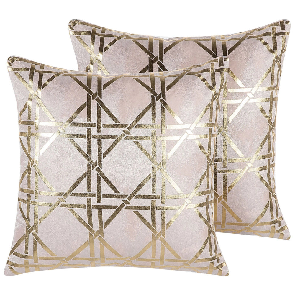 Set di 2 cuscini decorativi Motivo geometrico diamante rosa 45 x 45 cm stampa Accessori decorativi glamour