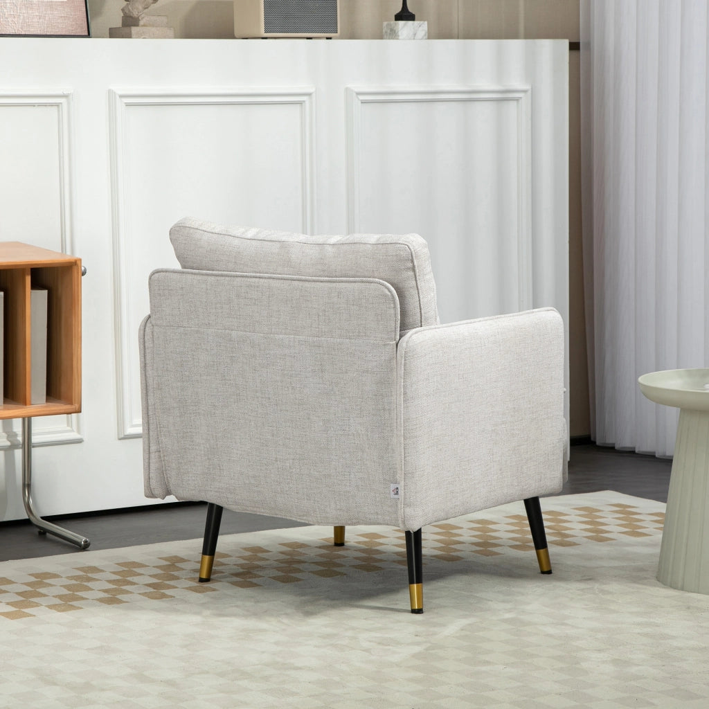 Poltrona Moderna ¨C zephmum ¨C Crema, Lino, 76x68x80 cm