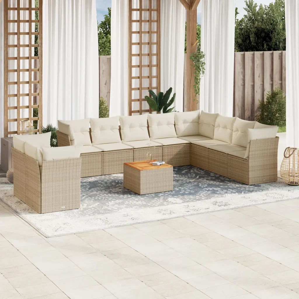 Set Divani da Giardino 11 pz con Cuscini Beige in Polyrattancod mxl 111598