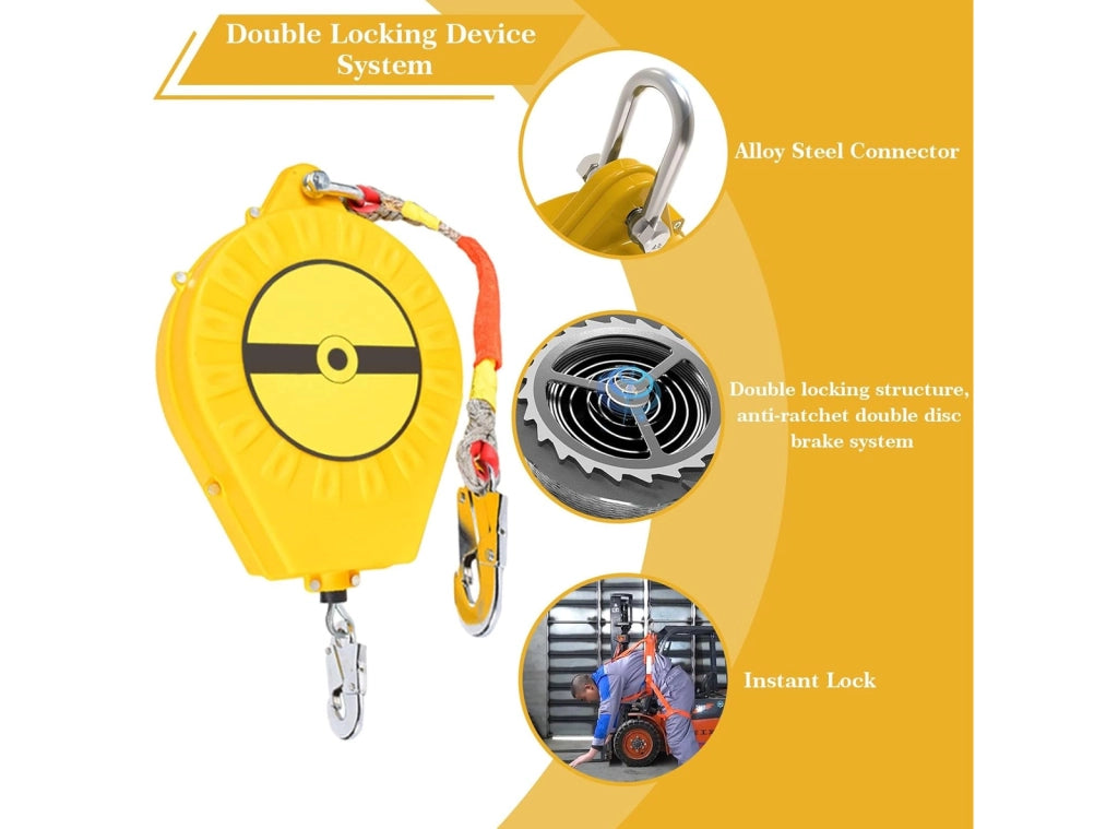 Dispositivo Anticaduta Retrattile Automatico da 10 m Cavo di Sicurezza Anticaduta per Lavori su Tetti Aerei e Arrampicata Carico Massimo 150 kg