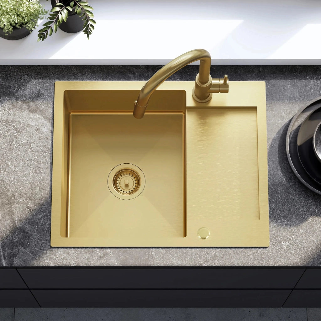 Lavello In Acciaio Paul Brush Gold senza rubinetto da cucina