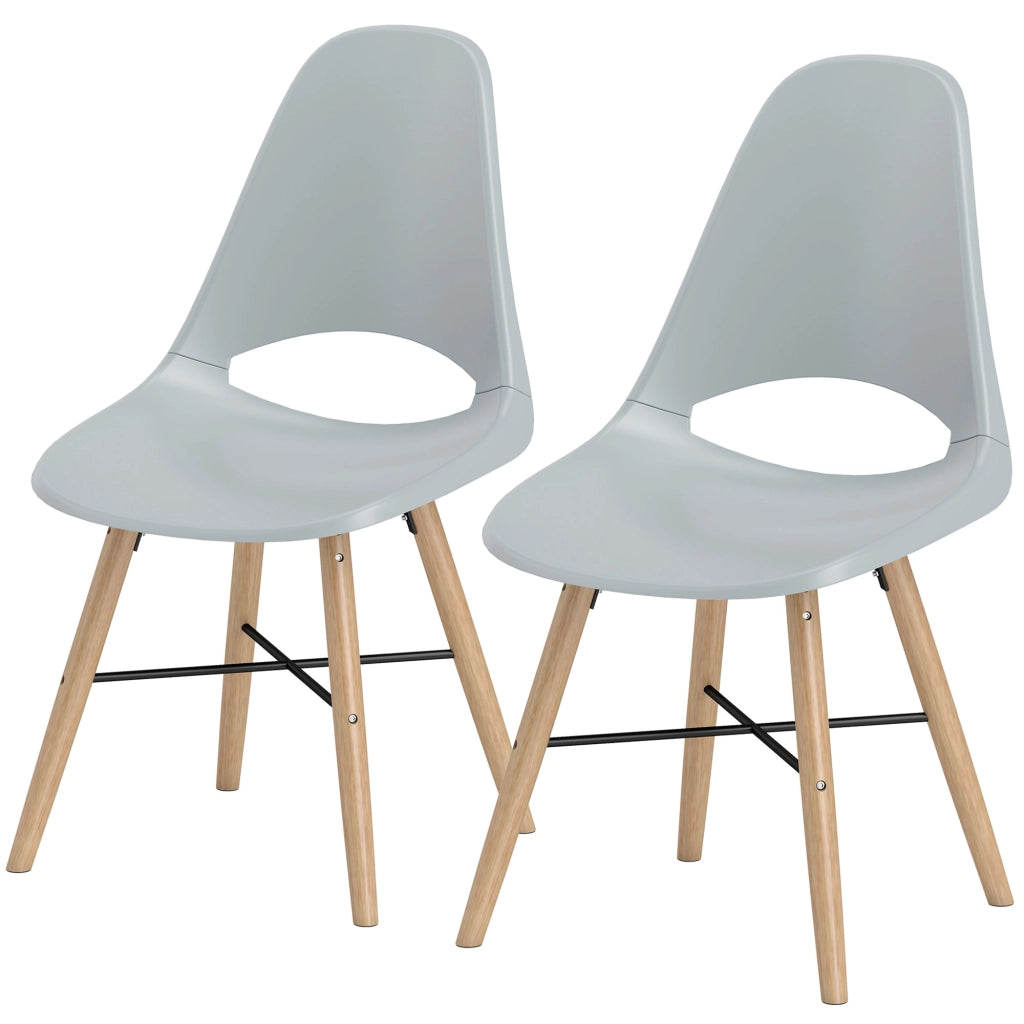 Set 2 Sedie da Pranzo ¨C Xylo ¨C Schienale Curvato Plastica Grigio Gambe Legno