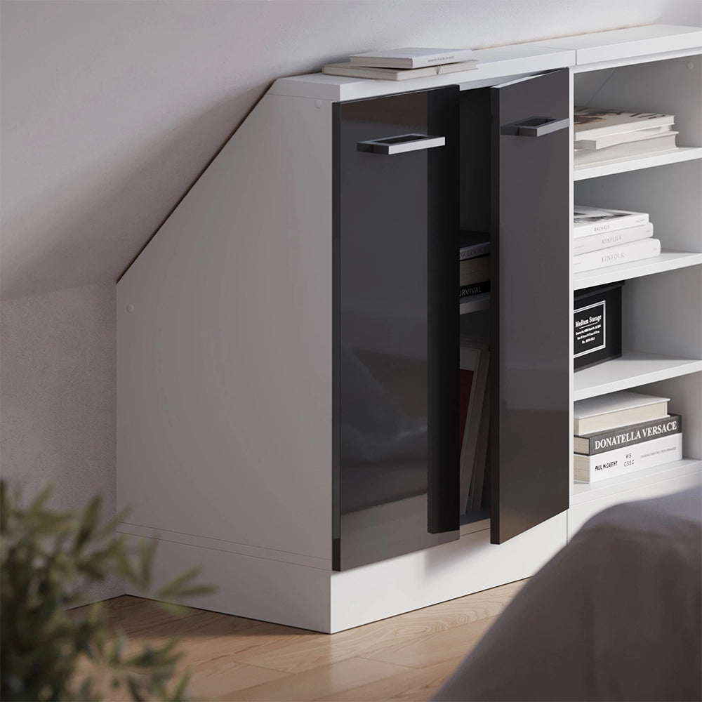 Mobile sottotetto Rion Antracite lucido/Bianco con 2 porte Vicco