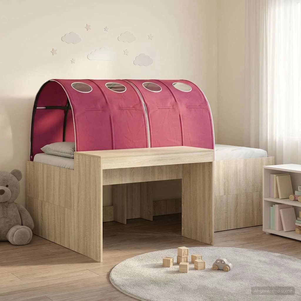 Letto con Tunnel con lo scaffale 3 pz Rovere Sonoma e Rosso 3423651
