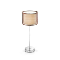 Abatjour Contemporaneo Sirco Hotel Metallo Cromo Tessuto Marrone 1 Luce E27