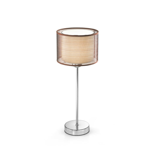 Abatjour Contemporaneo Sirco Hotel Metallo Cromo Tessuto Marrone 1 Luce E27