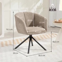 Poltrona Imbottita con Comoda Seduta, Girevole, Rivestimento Morbido, Fino a 120 kg, Marrone Chiaro