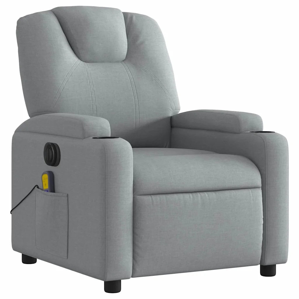 Poltrona Reclinabile Massaggio Elettrica Grigio Chiaro Tessuto 3204356
