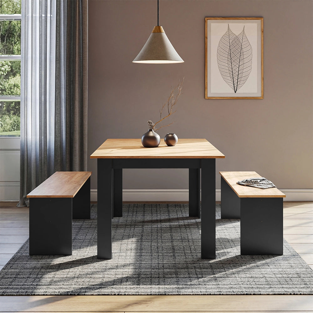 Vicco Set di tavoli da pranzo Antracite/quercia dorata 137.6 x 92.8 cm con 2 panche