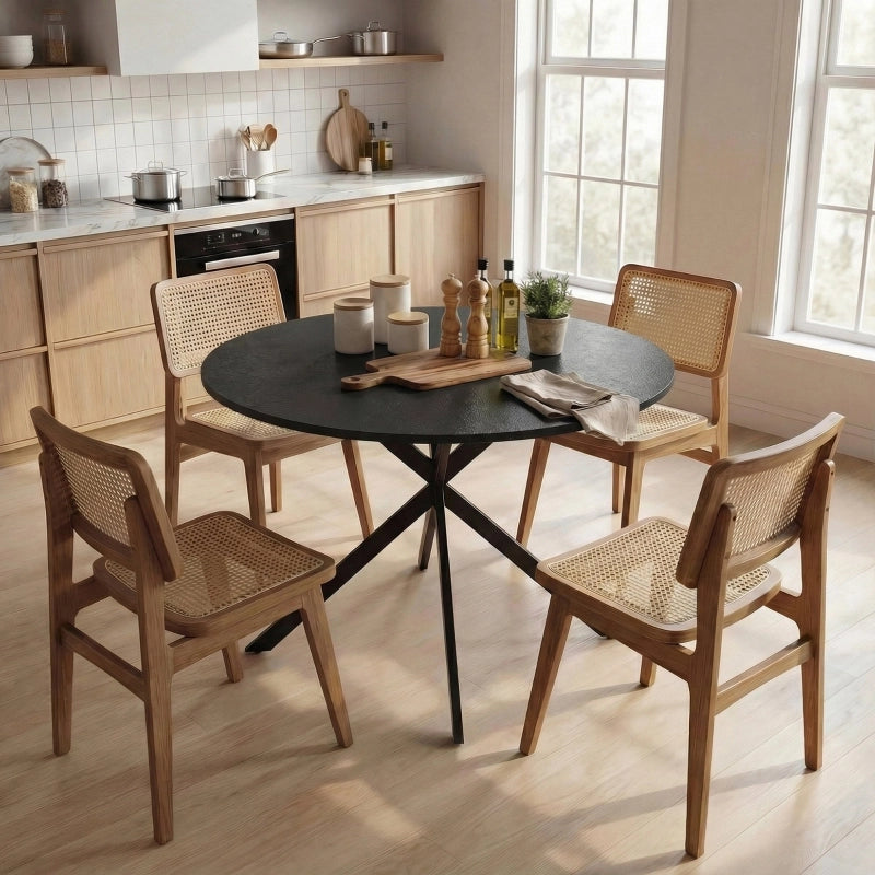 TAVOLO da pranzo rotondo 100 cm stile industriale legno nero