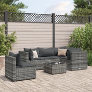 Set Divani da Giardino 6 pz con Cuscini in Polyrattan Grigio