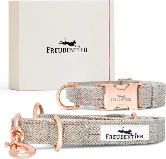 Collare per cani e cintura regolabile a 3 velocità (2 m) in elegante set, elegante scatola regalo, facile da pulire e resistente al freddo, il modello originale (30-40 cm)