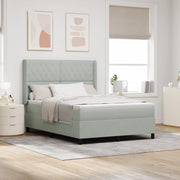 Letto Box Spring con Materasso e Luce LED Grigio Chiaro 140x200 cm in Velluto