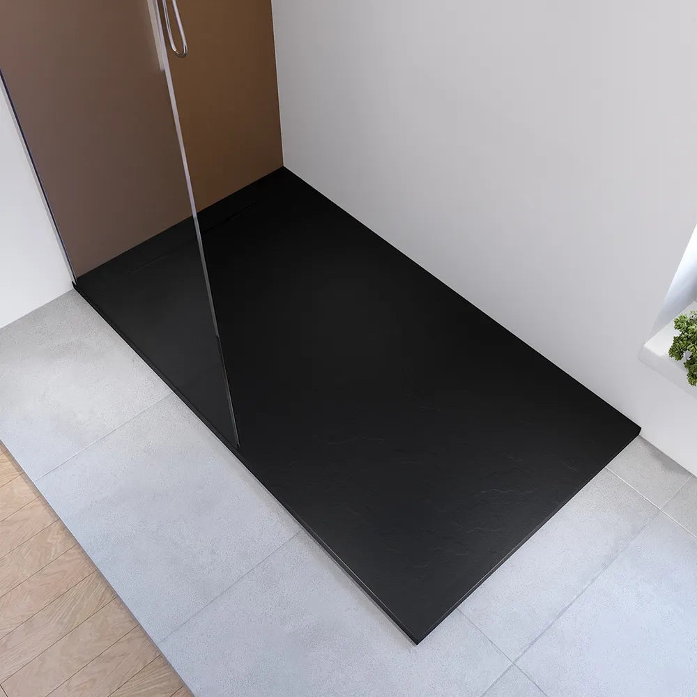 Piatto doccia 90x160 cm in maroresina nero effetto pietra | Paros