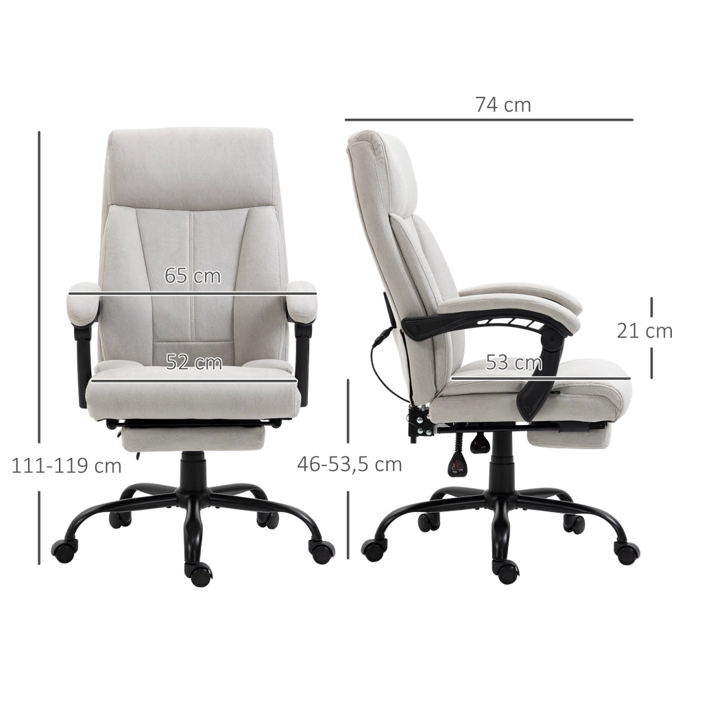 Sedia da ufficio ergonomica massaggiante con poggiapiedi regolabile e riscaldamento lombare in poliestere grigio chiaro