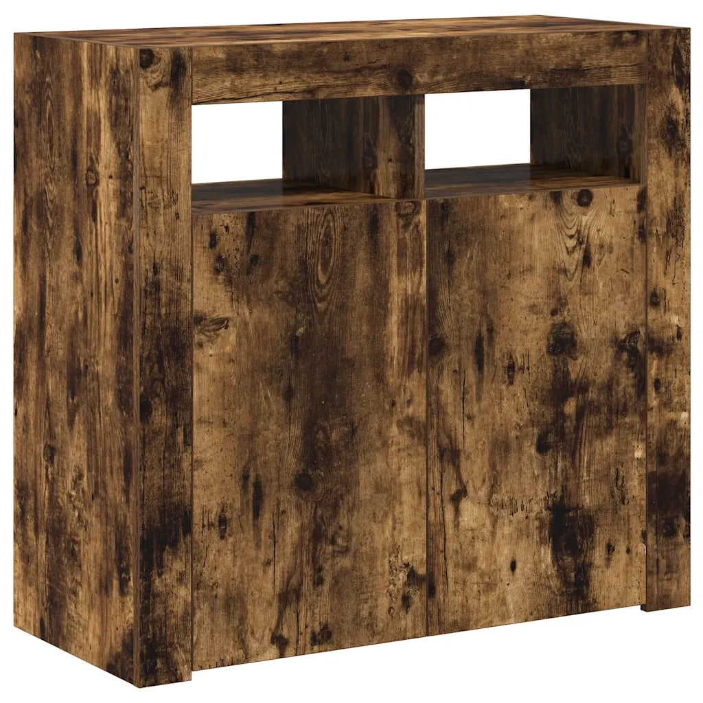 Credenza con Luci LED Rovere Fumo 80x35x75 cm 815729