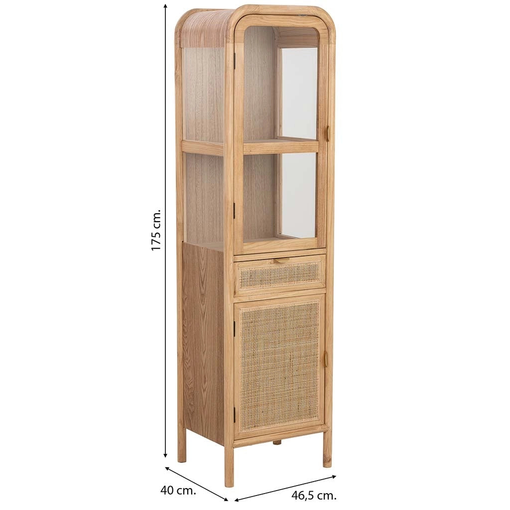 Vetrina in legno e rattan marrone 46,5x40x175h cm