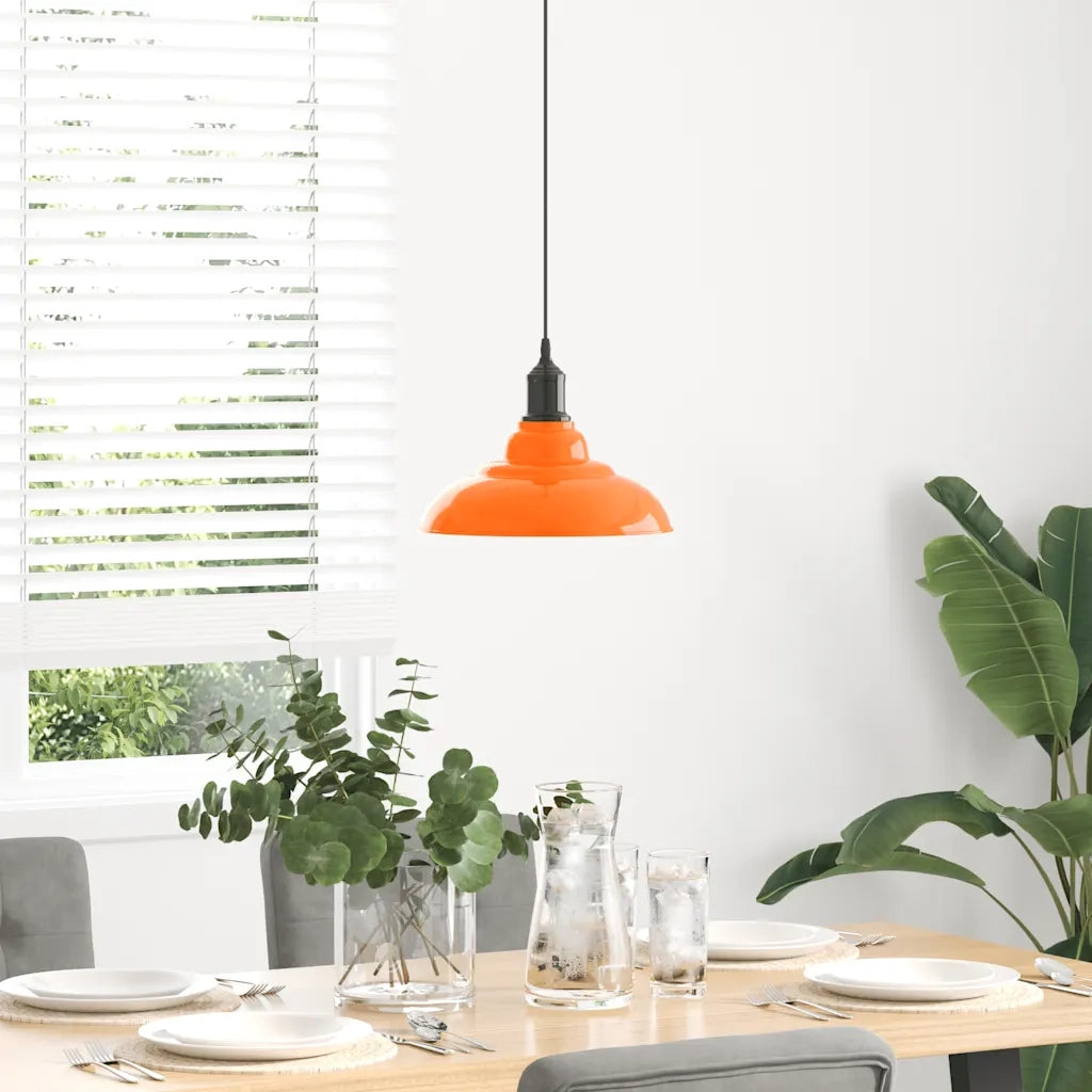 Lampada Sospensione Regolabile E27 Arancio Lucido ?31cm Metallo CFW4959025