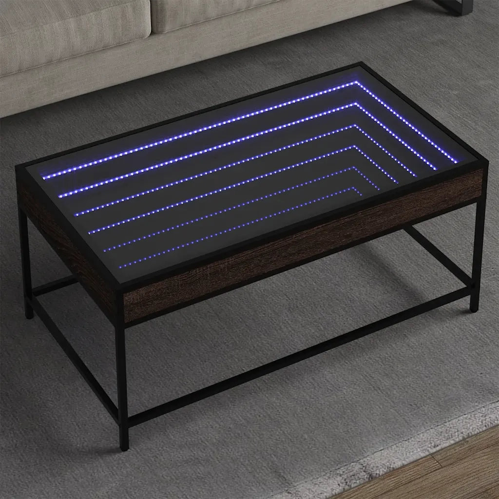 Tavolino da salotto | Tavolino da caff¨¨ | Tavolino da Soggiorno con LED Infinity Rovere Marrone 90x50x41 cm