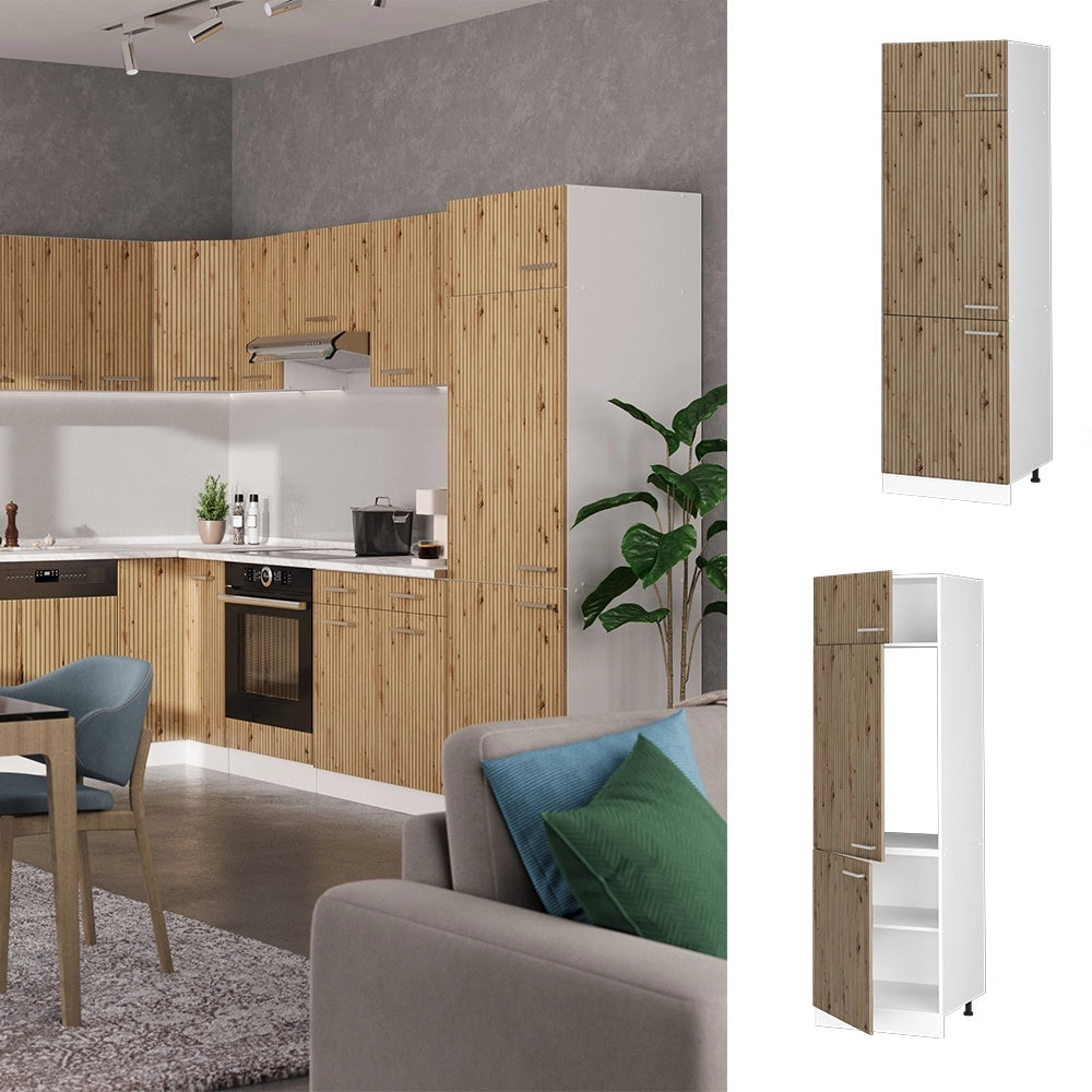 Armadio frigorifero R-Line Rovere artigianale/Bianco 60 cm Vicco
