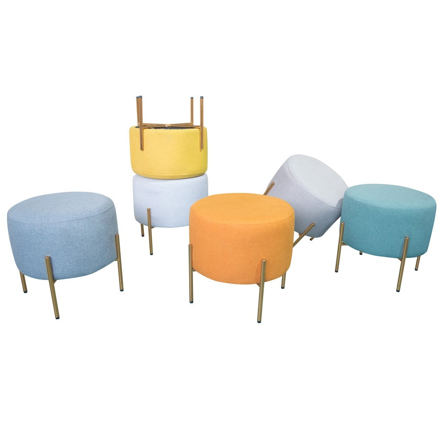 Pouf Poggiapiedi Ø40 cm in Tessuto Kate Grigio Scuro