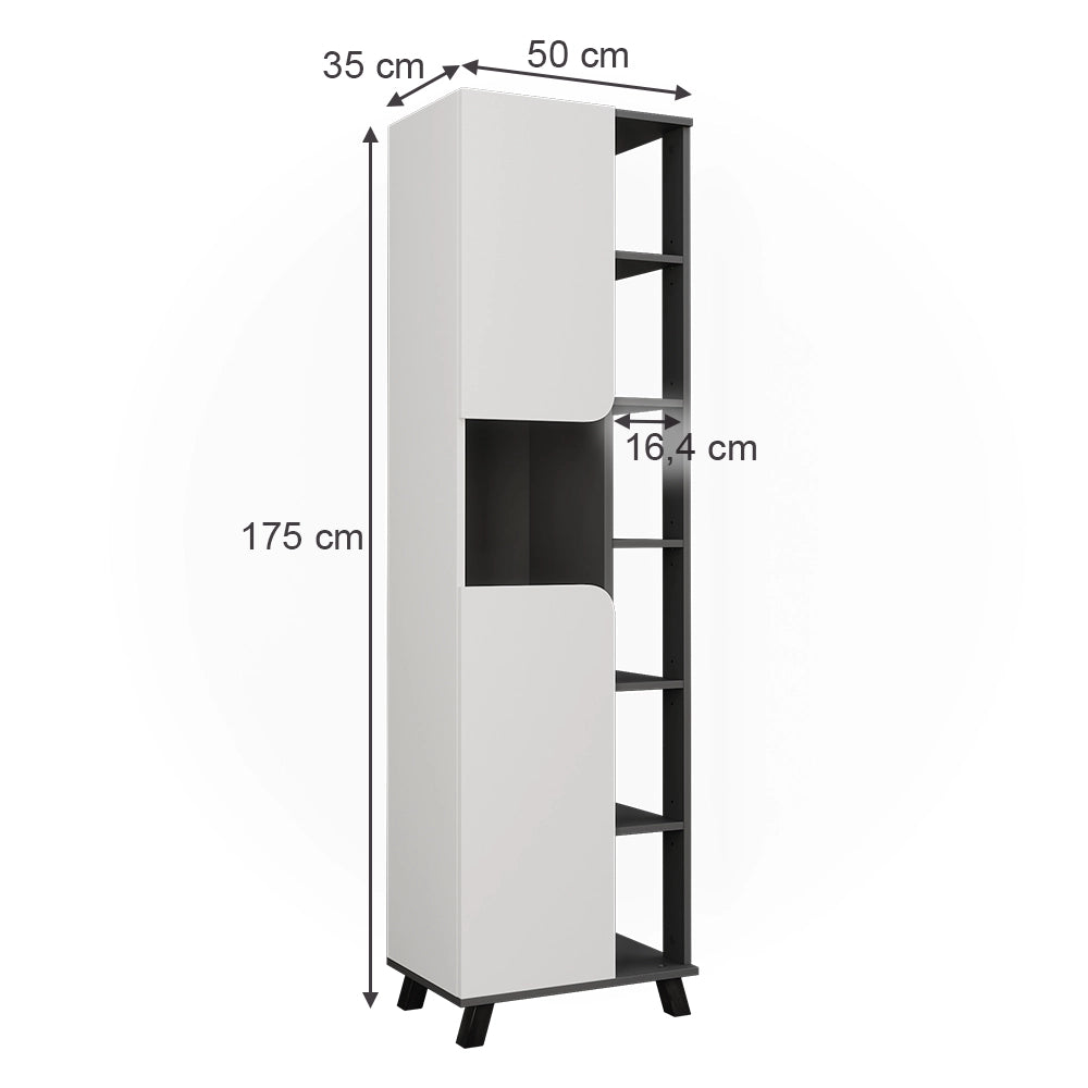 Vicco Mobile alto Antracite/bianco 50 x 175 cm con 2 porte