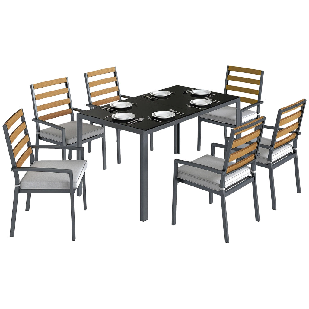 Tavolo da pranzo allungabile con sedie ¨C zephmum ¨C nero, 6 persone