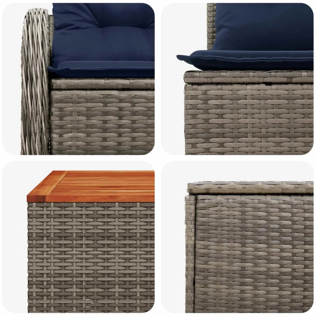 Set di divani 8 pz Grigio e Blu Navy Rattan sintetico e Acciaio 3448065