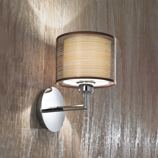 Applique Contemporanea Sirco Hotel Metallo Cromo Tessuto Marrone 1 Luce E27