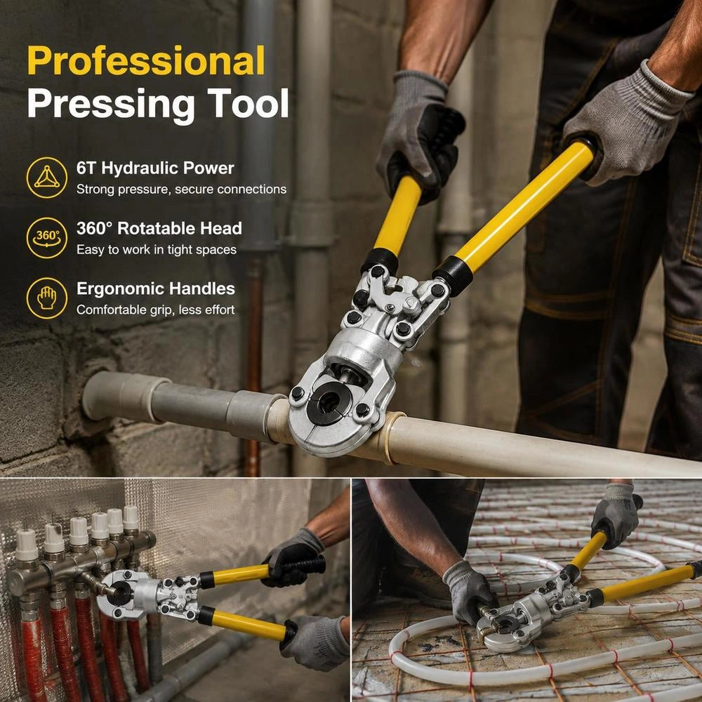 Crimping Tool U16, U20, U25, U32, TH16, TH20, TH26, TH32 Mm, Crimping Pliers, Crimping Tool With 6 T Pressing Force, Pipe Crimping Tool With 360° Rotating Head And Ergonomic Handle, Portable Pipe Crimping Tool 16-32 Mm
