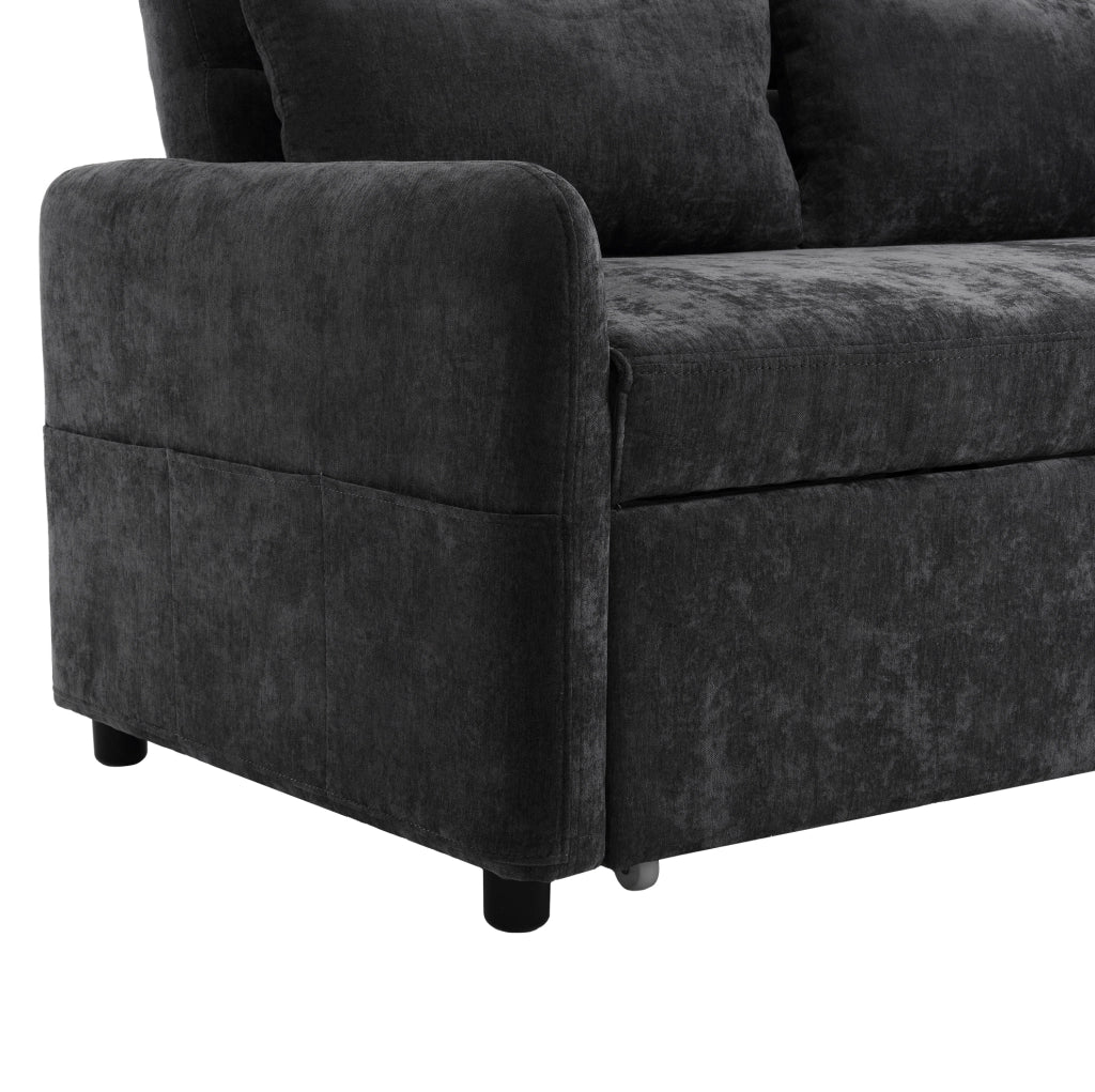Divano letto 129x76x81 cm convertibile con schienale regolabile in chenille grigio
