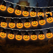 Lanterna a batterie con decorazione di zucca 3 m 20 led - impermeabile lanterna zucca cappello pipistrello con luce calda bianca per festa per bambini interna