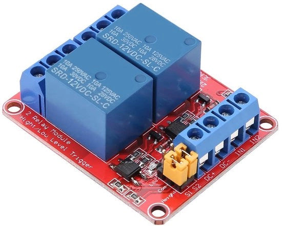 Relais Modulo 2 Canali - Pannello di Controllo con Optocoupler - Formato Compatto 50x41x18,5mm - Trigger Alto e Basso Livello - Adatto per 5V