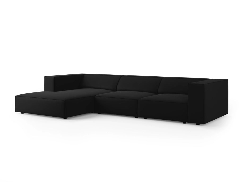 Cosmopolitan Design - Divano angolare sinistro "Arendal" 4 posti in velluto nero 