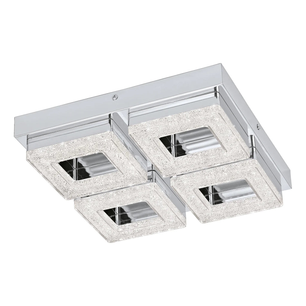Plafoniera Moderna Fradelo Acciaio Cromo 4 Luci Led Integrato 3,5W