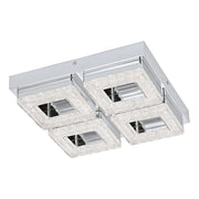 Plafoniera Moderna Fradelo Acciaio Cromo 4 Luci Led Integrato 3,5W