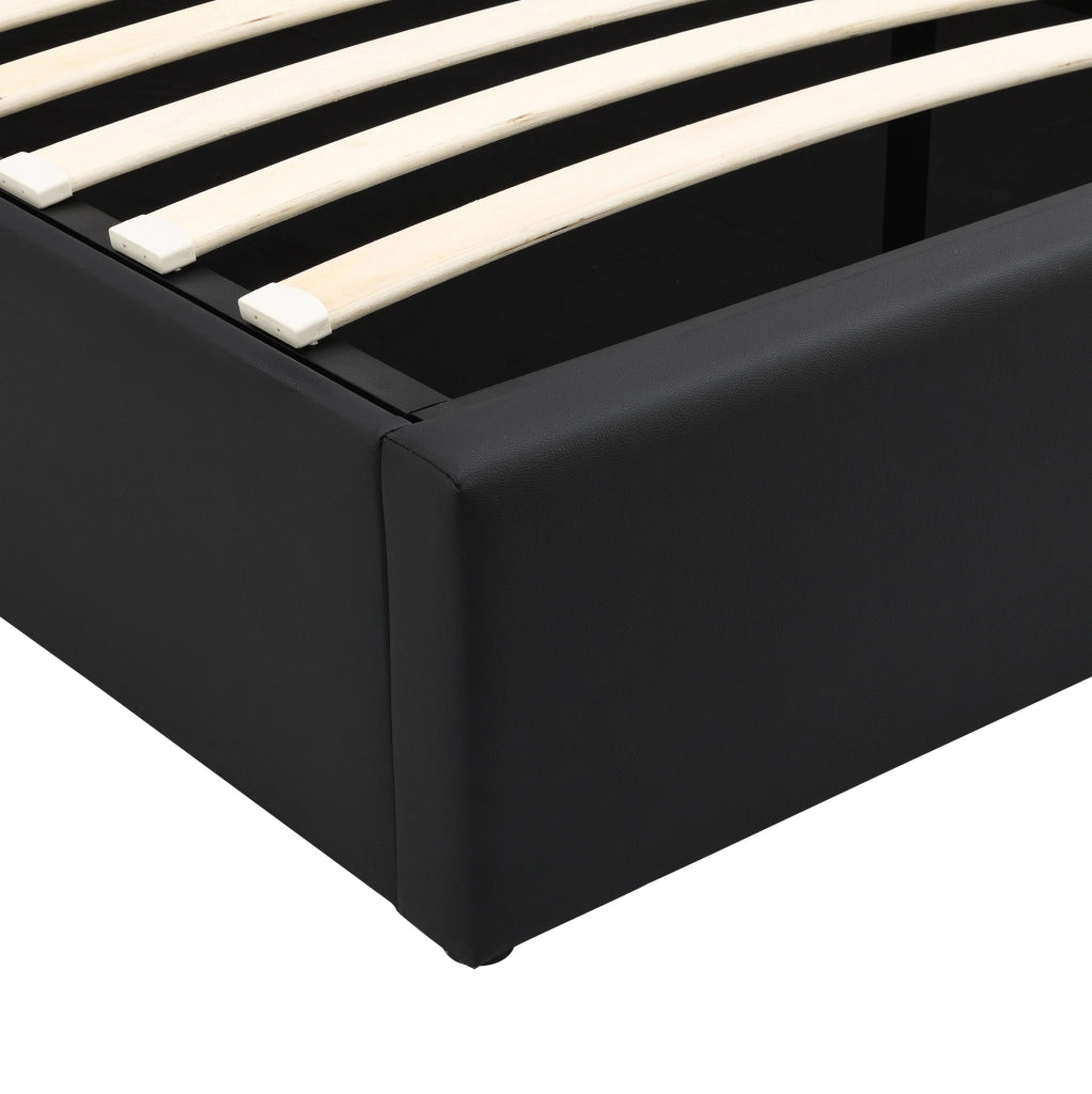 Letto imbottito con LED; contenitore idraulico; PU nero