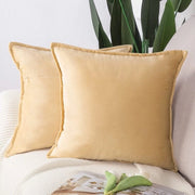Set di 2 coprisacco di stile lussuoso decorativo in flanella per divano per camera da letto Khaki 40x40 cm Quadrato