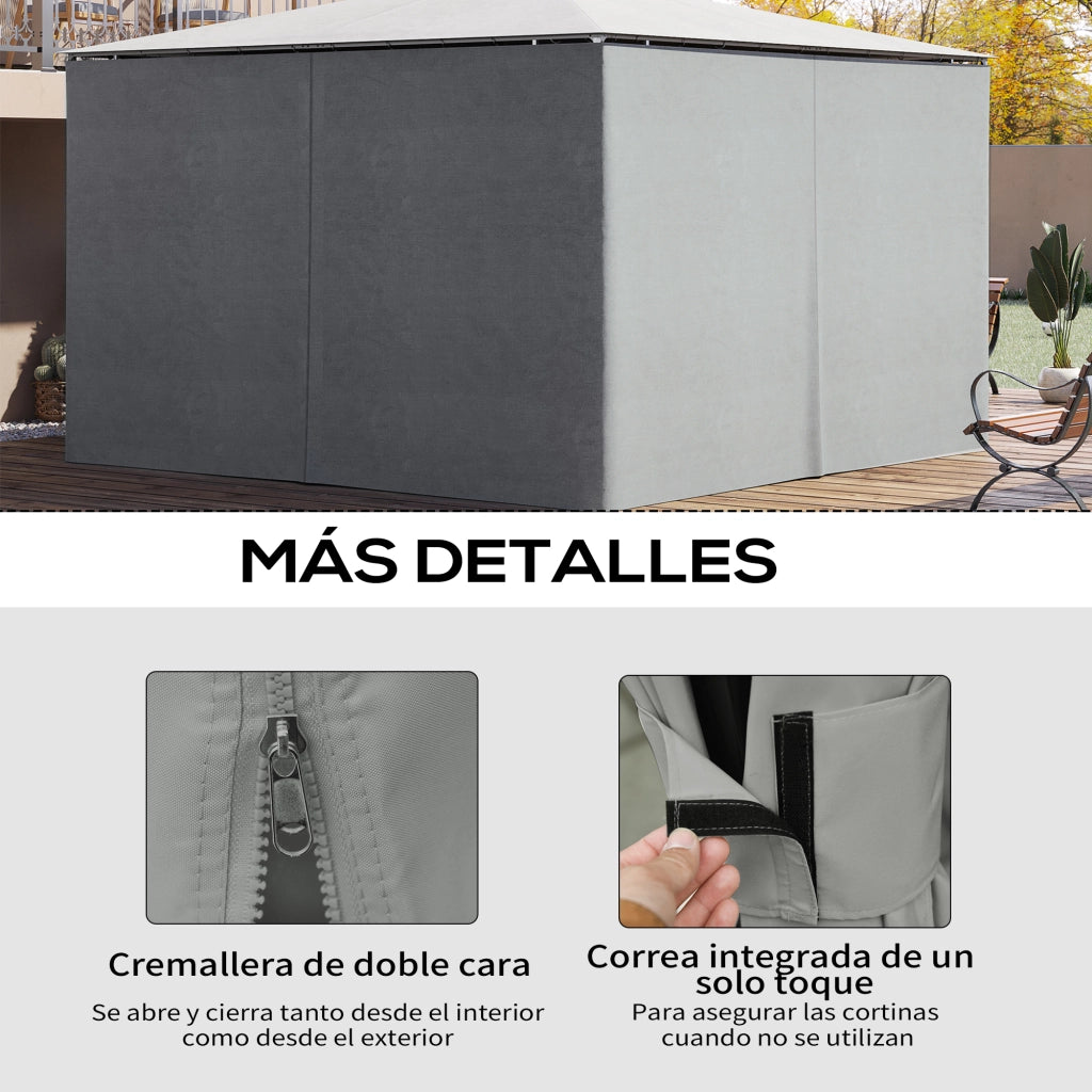 Kit 4 Pannelli Laterali per Pergola 3.5x2 m con Ganchi ¨C zephmum ¨C Grigio Chiaro