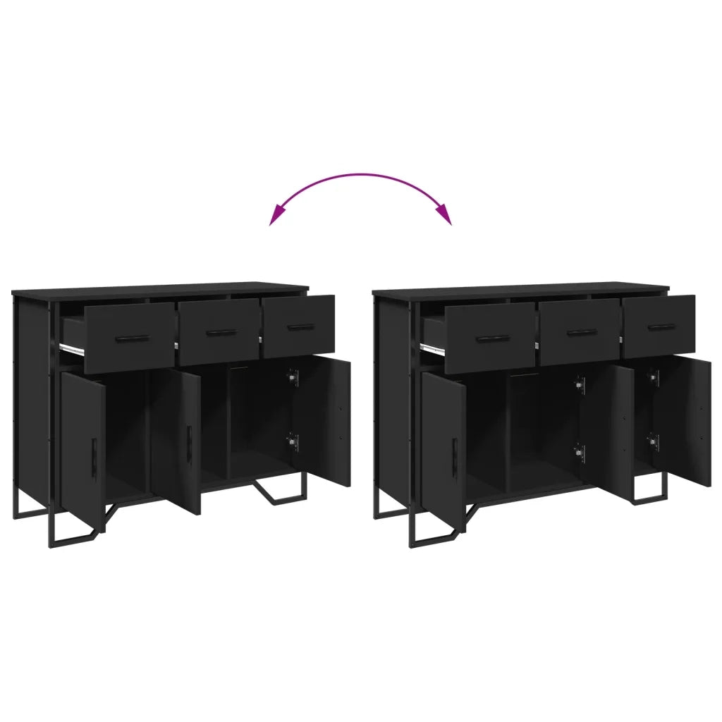 Credenza | Madia | Buffet da pranzo | Armadio da pranzo Nera 97x32,5x74,5 cm in Legno Multistrato