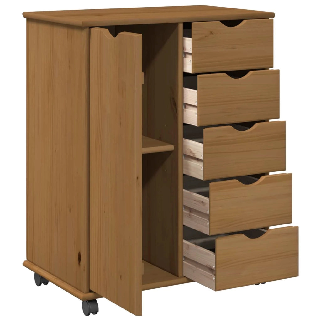 Mobile con Ruote con ruota Marrone miele 63,5 x 39 x 79 cm 42028360
