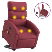 Poltrona | Sedia Relax Alzapersona Massaggio Reclinabile Rosso Vino Tessuto